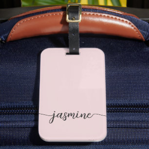 Einfaches rosafarbenes Mädchen-Monogramm-Namenssch Gepäckanhänger