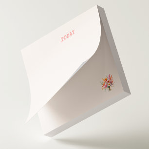 Einfaches rosafarbenes Wasserfarben-Blumenbouquet  Post-it Klebezettel