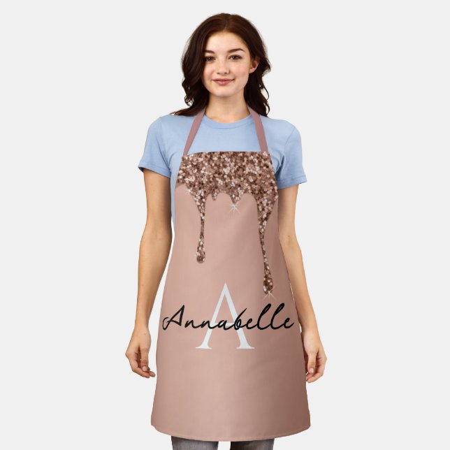 Einfaches Roségold-Initialen Modern Monogramm  Schürze (Getragen)