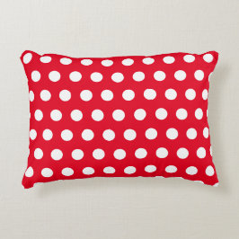 Einfaches Rot und Weiß Polka Dot Dekokissen