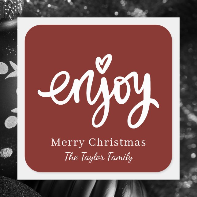 Einfaches Rot-Weiß-Minimal Weihnachtsgebäck Quadratischer Aufkleber (Von Creator hochgeladen)