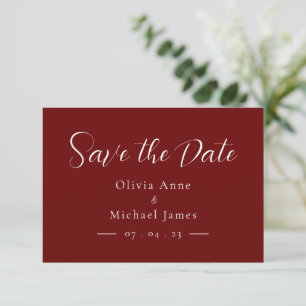 Einfaches Rot-Weiß-Script Hochzeit 'Termin vormerk Save The Date