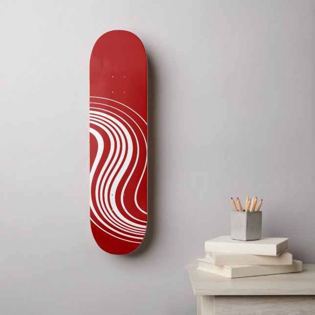 Einfaches Rot-Weiß-wirbeln Skateboard (Wandkunst)