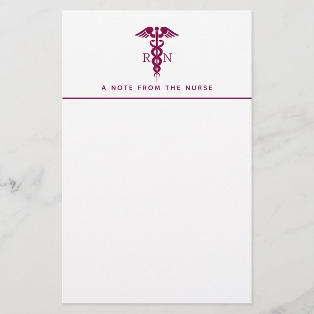 Einfaches rotes Caduceus Krankenzeichen Briefpapier (Vorderseite)