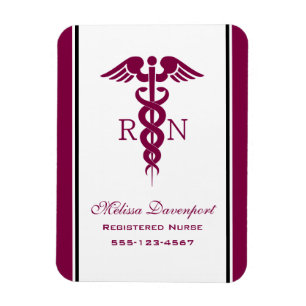 Einfaches rotes Caduceus Krankenzeichen Magnet