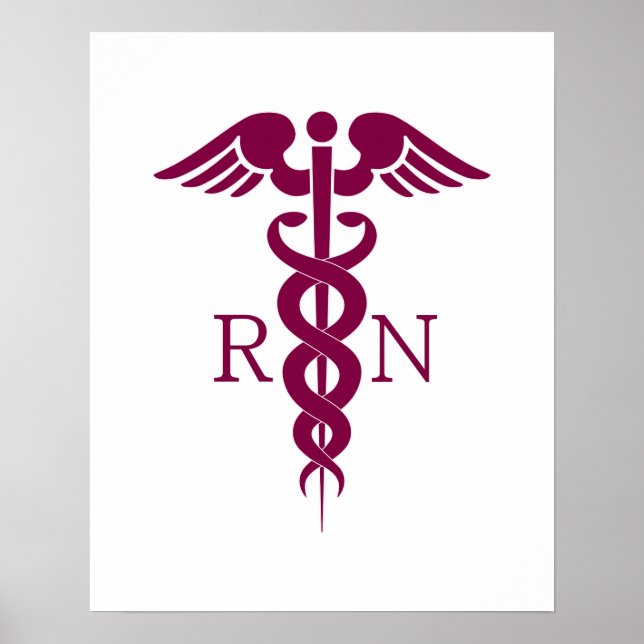 Einfaches rotes Caduceus Krankenzeichen Poster (Vorne)