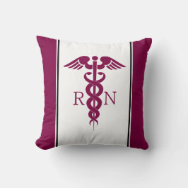 Einfaches rotes Caduceus RN Symbol mit Magenta Bor Kissen