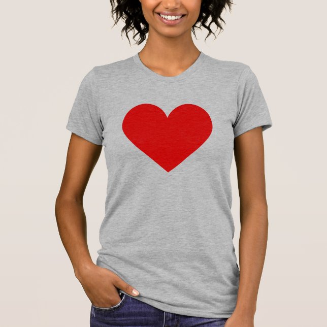 Einfaches Rotes Herz Moderne Liebe Grauer T - Shir T-Shirt (Vorderseite)