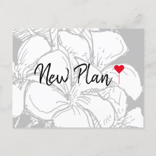 Einfaches Rotes Herz Script Blumenmuster New Plan  Postkarte