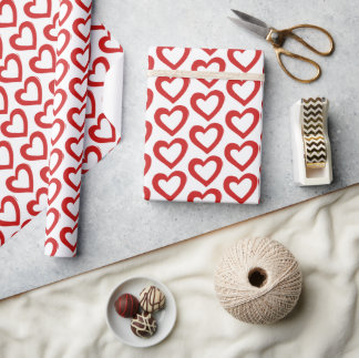 Einfaches rotes Herz Valentinstag Modern Geschenkpapier