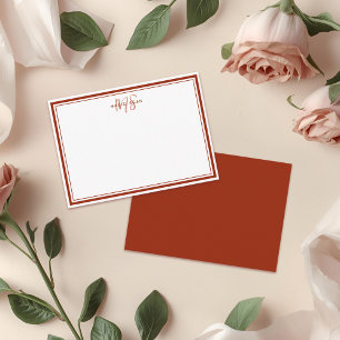 Einfaches rotes Scharlach-Minimalistisches Monogra Mitteilungskarte