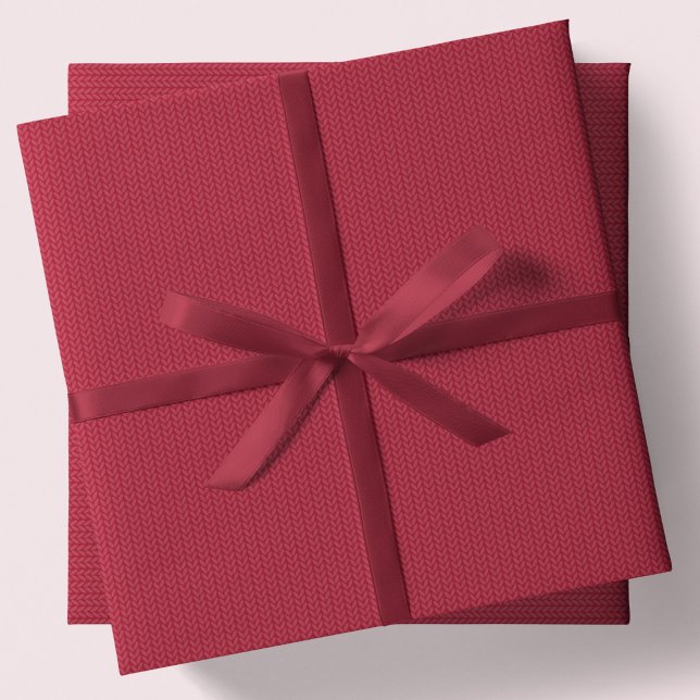 Einfaches rotes Weihnachtsferien-Strickmuster Geschenkpapier Set (Von Creator hochgeladen)