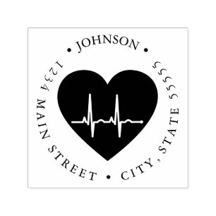 Einfaches Rückgabezeichen für das rote Herz EKG He Permastempel