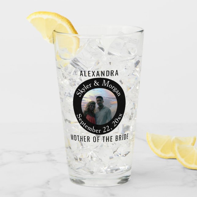 Einfaches runder Schwarz-Weiß-Hochzeitssemble Glas (Vorderseite Ice)