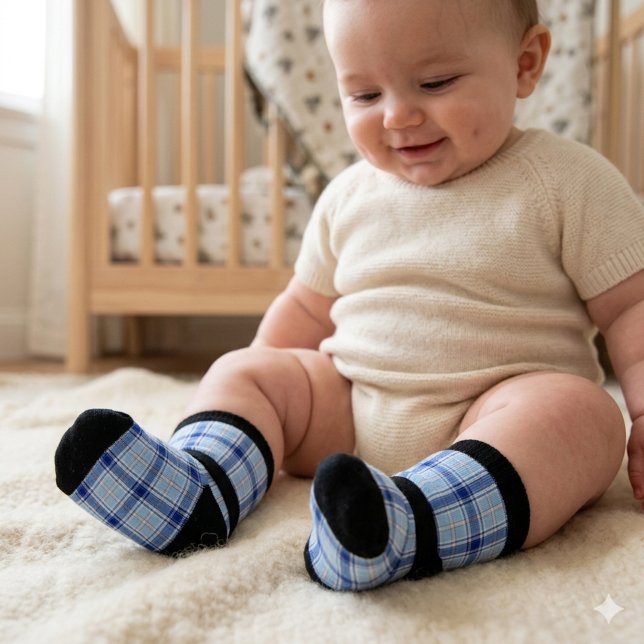 Einfaches Rustikales Blaues Karomuster Socken (Von Creator hochgeladen)