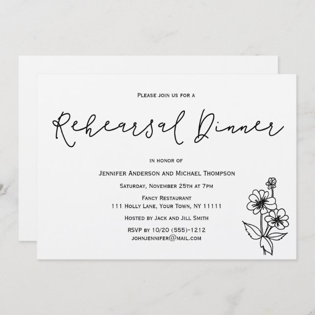 Einfaches rustikales botanisches einladung (Vorne/Hinten)