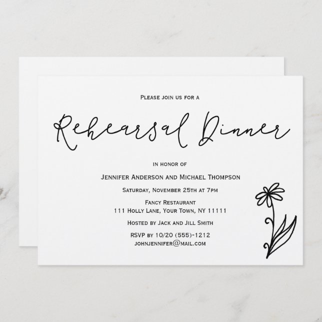 Einfaches rustikales Botanisches Probe-Dinner Einladung (Vorne/Hinten)
