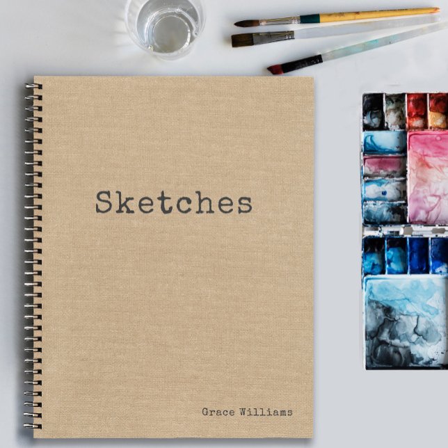 Einfaches rustikales Burlap-Muster mit Ihrem Namen Notizbuch (A rustic burlap sketchbook to personalize with your name.)