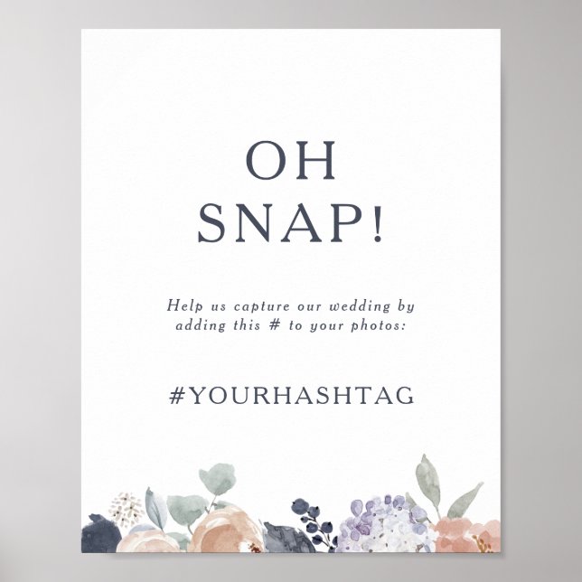 Einfaches Rustikales Florales Oh Snap Hochzeits-Ha Poster (Vorne)