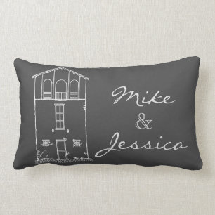 Einfaches rustikales Haus-modernes Tafel-Zeichnen Lendenkissen