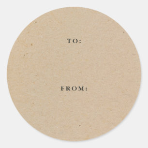 Einfaches rustikales Kraftgeschenk Runder Aufkleber
