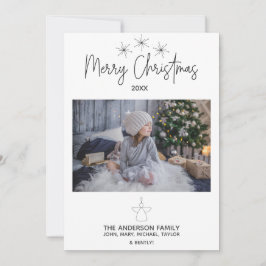 Einfaches Rustikales Star Angel Foto Frohe Weihnac Feiertagskarte
