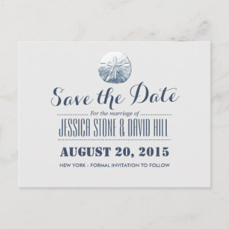 Einfaches Sand-Dollar-Silber Save the Date Ankündigungspostkarte