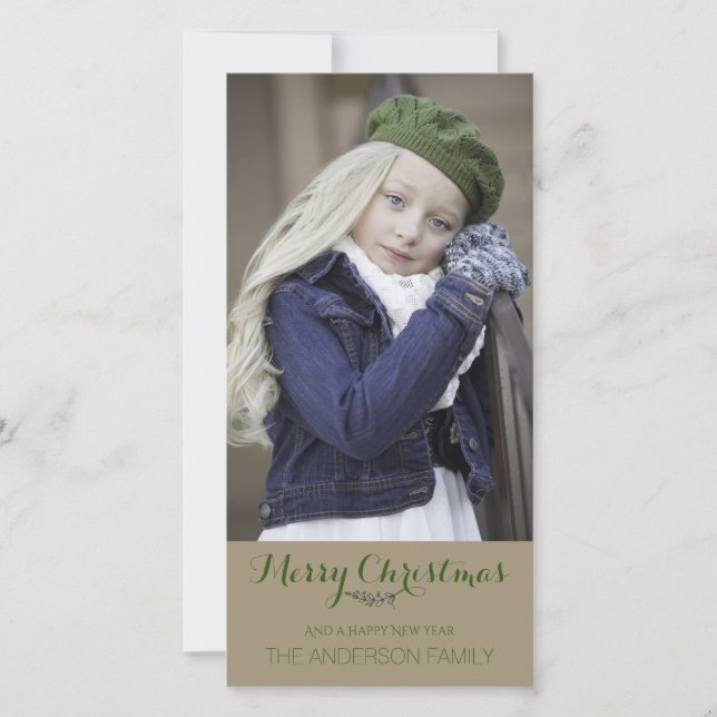 Einfaches sauberes rustikales Weihnachtsfest Foto Feiertagskarte (Vorderseite)