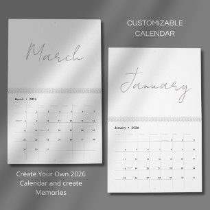 Einfaches, sauberes typografisches Design Kalender