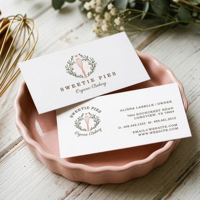 Einfaches, sauberes und minimales Bakery Whisk Log Visitenkarte (Simple, Clean & Minimal Style Bakery Whisk Logo Business Card)