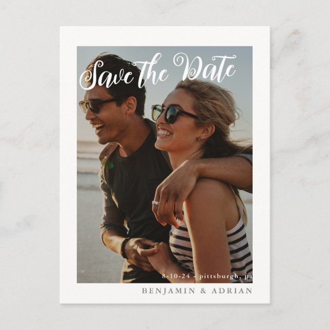 Einfaches Save the Date-Foto-Hochzeit Postkarte (Vorderseite)