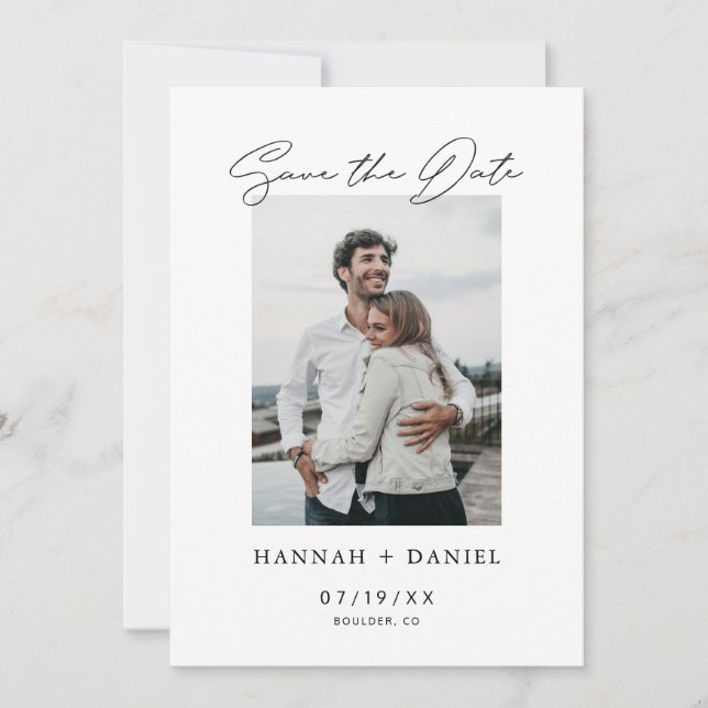 Einfaches Save the Date-Hochzeitsvorlage für ein F Date (Vorderseite)