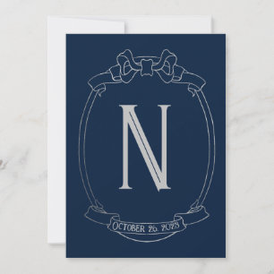 Einfaches Save-the-Date mit Monogramm und Bogen-Ka Einladung
