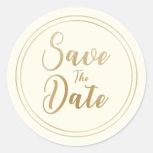 Einfaches "Save the Date"-Zitat mit falscher golde Runder Aufkleber