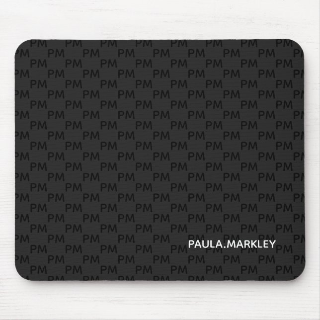 Einfaches Schlicht Schwarz Grau Modernes Monogramm Mousepad (Vorne)