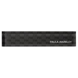 Einfaches Schlicht Schwarz Grau Modernes Monogramm Namensplakette