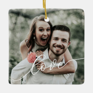 Einfaches Schriftfoto Liebe Keramikornament