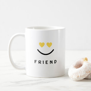 Einfaches Schwarz-Gelb-Lächeln "Friend" Kaffeetasse