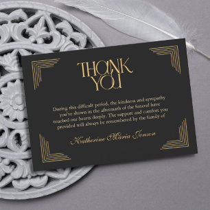 Einfaches Schwarz-Gold-Beileid nach Beerdigung Dankeskarte