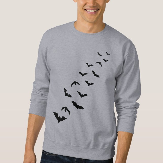 Einfaches Schwarz-Halloween-Bat-Silhouette-Design Sweatshirt (Vorderseite)