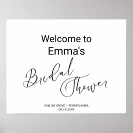 Einfaches Schwarz-Kalligrafie-Duschzeichen Poster