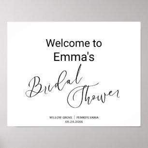 Einfaches Schwarz-Kalligrafie-Duschzeichen Poster