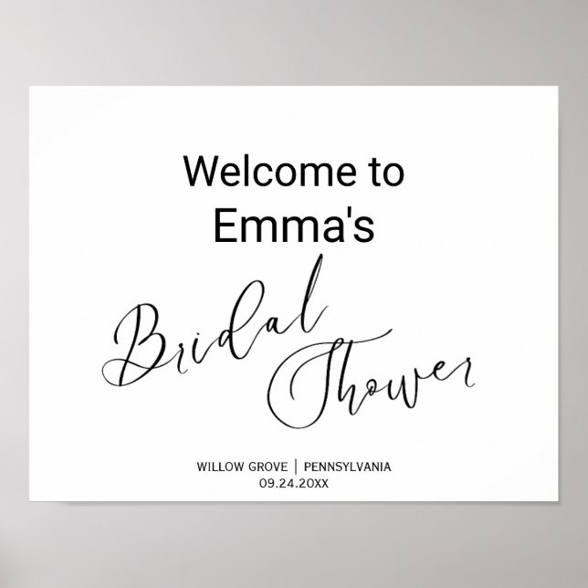 Einfaches Schwarz-Kalligrafie-Duschzeichen Poster (Vorne)