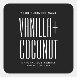 Einfaches schwarz-minimalistisches Sojaswachs schm Quadratischer Aufkleber