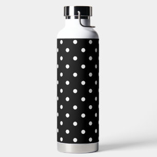 Einfaches Schwarz mit weißen Polka-Punkten Trinkflasche