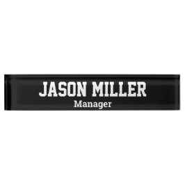Einfaches Schwarz mit weißer Schrift Namensplakette