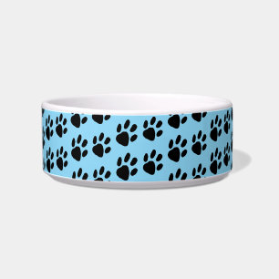 Einfaches Schwarz-Paw-Druckmuster auf Blau Napf