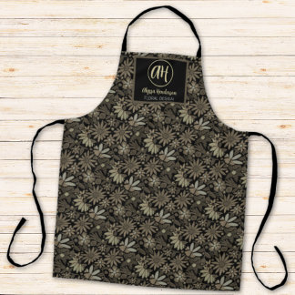 Einfaches Schwarz-Tan-Logo-Blumenmuster Florist Schürze