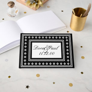 Einfaches Schwarz/Weiß Art Déco Hochzeitshaus Gästebuch