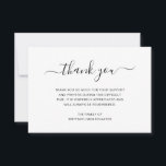 Einfaches Schwarz-Weiß-Beileid Dankeskarte<br><div class="desc">Einfaches Beileid Dankeschön-Karte für eine Beerdigung / Gedenkfeier mit einem minimalistischen Design mit "danke" zusammen mit Swashes in einem schwarzen handgeschriebenen Skript über einen weißen Hintergrund. Verwenden Sie die Vorlage,  um Ihre benutzerdefinierte Nachricht einfach hinzuzufügen. Ein einfaches und schlichtes Design,  das immer noch elegant wirkt.</div>